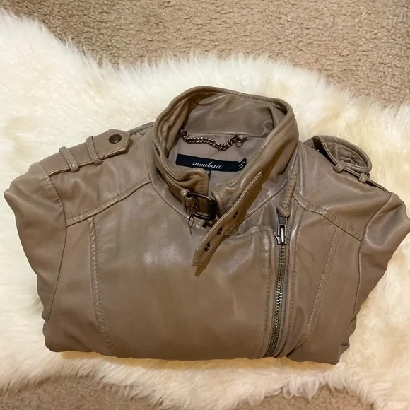 Muubaa Leather Bomber Jacket - Size 6 - Picture 5 of 6